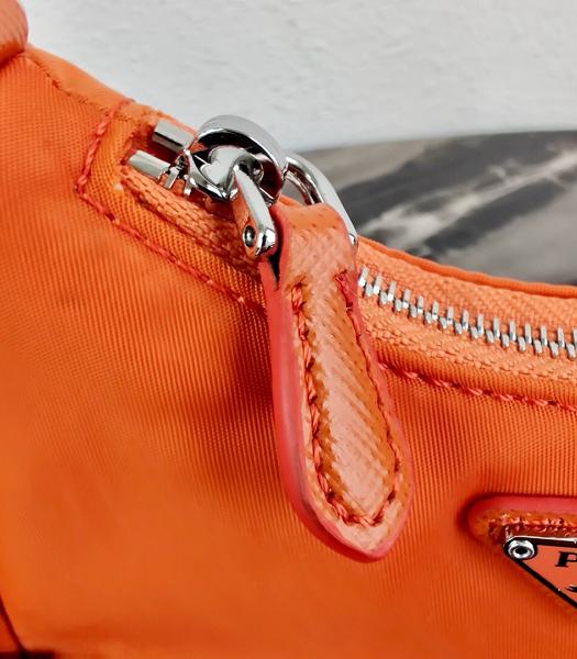 Prada Orange Nylon With Original Leather Mini Hobo Bag-3