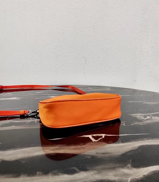 Prada Orange Nylon With Original Leather Mini Hobo Bag-6