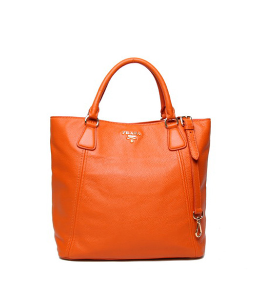 Prada Orange Original Leather Tote Bag