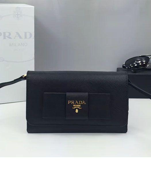 Prada Original Black Leather Bowknot Small Shoulder Bag