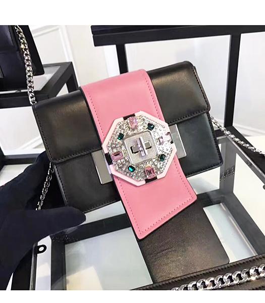 Prada Original Leather Diamonds Decorative Small Tote Bag Pink