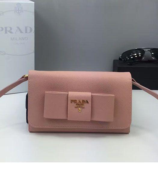 Prada Original Nude Pink Leather Bowknot Small Shoulder Bag