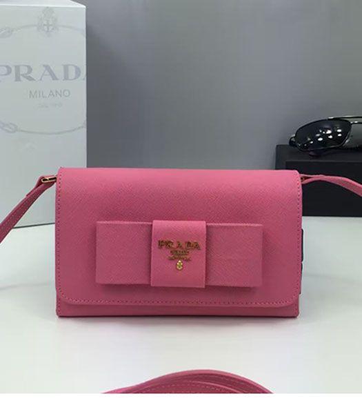 Prada Original Pink Leather Bowknot Small Shoulder Bag