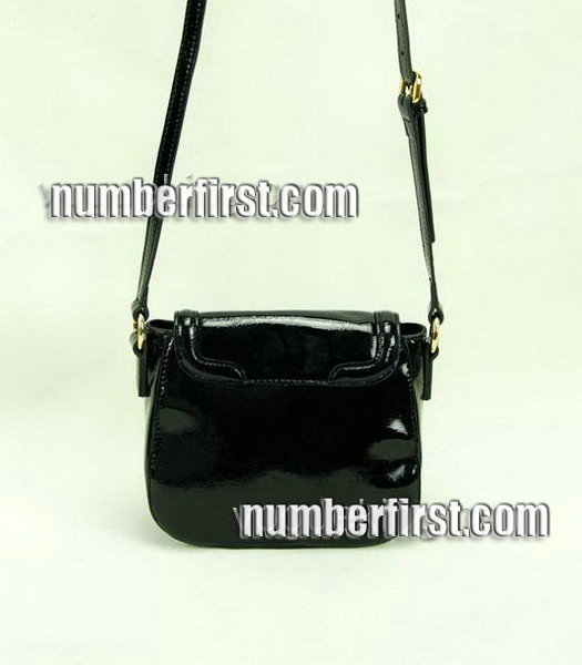 Prada Patent Calfskin Leather Small Messenger Bag Black-2