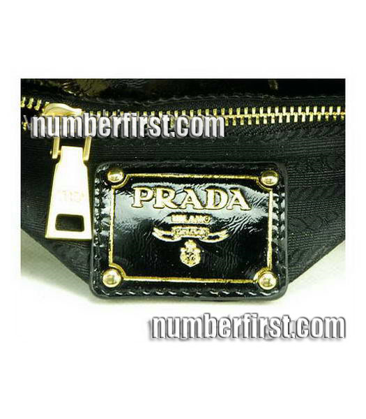 Prada Patent Calfskin Leather Small Messenger Bag Black-6