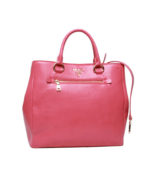 Prada Pink Leather Shopping Tote Bag