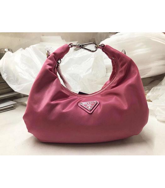 Prada Pink Nylon With Original Leather Cloud Hobo Bag