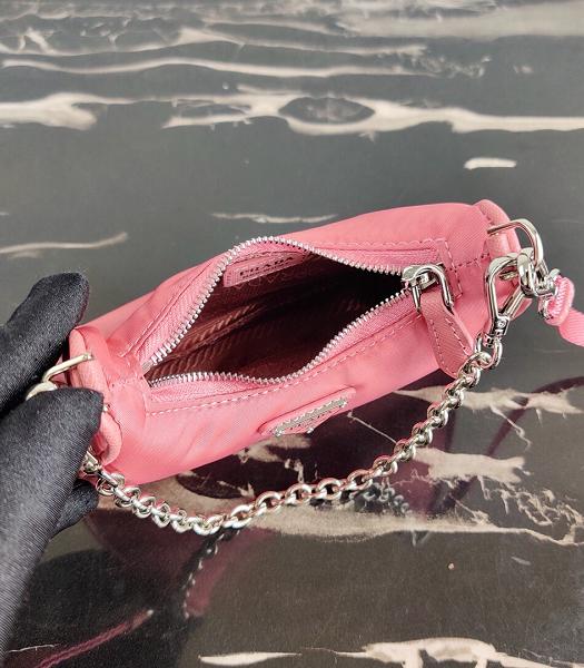 Prada Pink Nylon With Original Leather Mini Hobo Bag-1