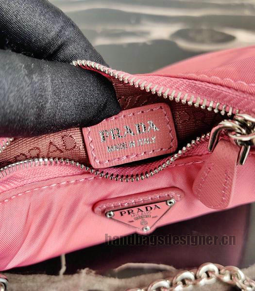 Prada Pink Nylon With Original Leather Mini Hobo Bag-2