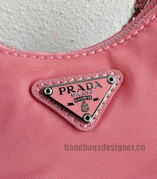 Prada Pink Nylon With Original Leather Mini Hobo Bag-4