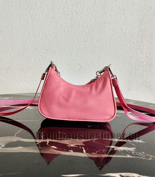 Prada Pink Nylon With Original Leather Mini Hobo Bag-7