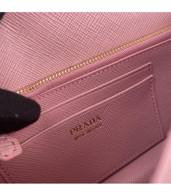 Prada Pink Original Saffiano Cross Veins Calfskin Mini Bag Golden Chain With Checking IC Chip-8