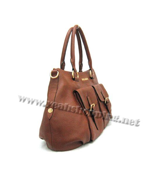 Prada Pocket Tote Bag in Coffee Cowhide Leather_BR4350-2