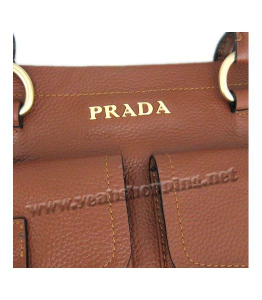Prada Pocket Tote Bag in Coffee Cowhide Leather_BR4350-5
