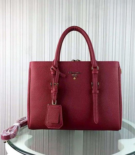 Prada Popular Calfskin Leather Tote Bag BR0133 Jujube Red