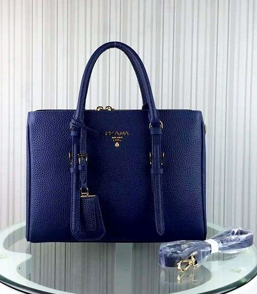 Prada Popular Calfskin Leather Tote Bag BR0133 Sapphire Blue