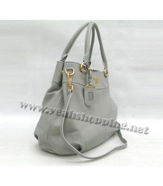 Prada Popular Calfskin Tote Bag Silver Grey-2