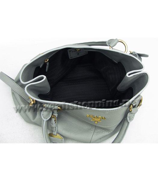 Prada Popular Calfskin Tote Bag Silver Grey-4