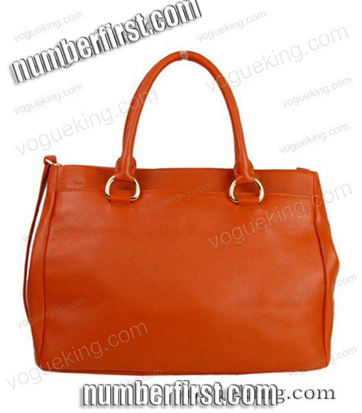 Prada Popular Imported Calfskin Leather Tote Bag Orange-1