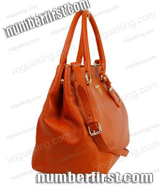 Prada Popular Imported Calfskin Leather Tote Bag Orange-2