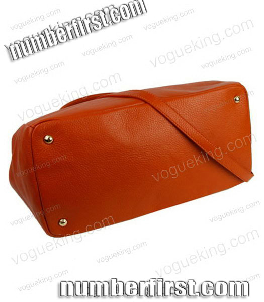 Prada Popular Imported Calfskin Leather Tote Bag Orange-3