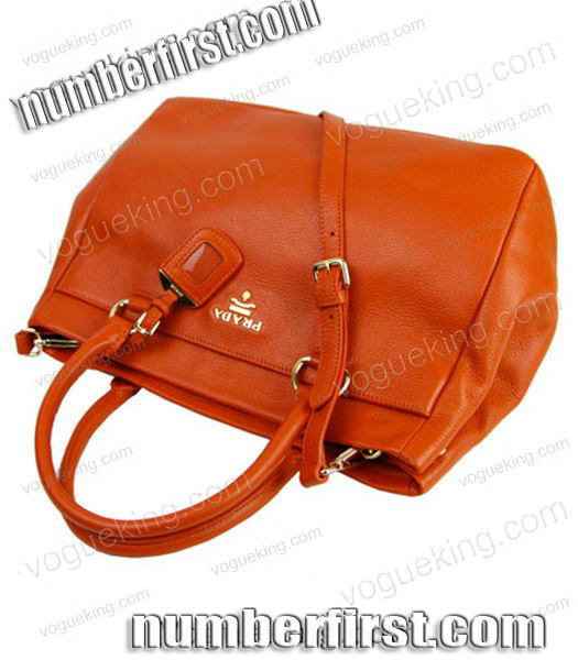 Prada Popular Imported Calfskin Leather Tote Bag Orange-4