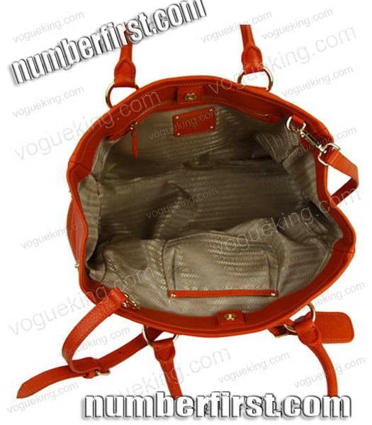 Prada Popular Imported Calfskin Leather Tote Bag Orange-5