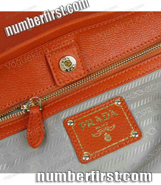 Prada Popular Imported Calfskin Leather Tote Bag Orange-6