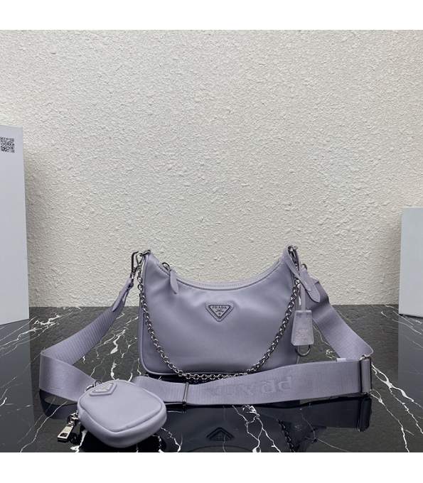 Prada Re-Edition 2005 Light Purple Original Nylon Mini Hobo Bag