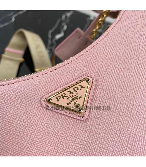 Prada Re-Edition 2005 Pink Original Cross Veins Leather Mini Hobo Bag With Checking IC Chip-4