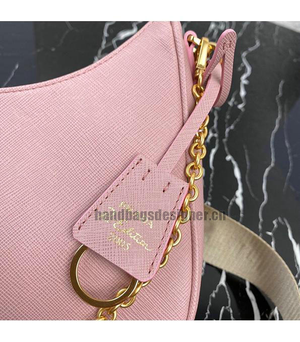 Prada Re-Edition 2005 Pink Original Cross Veins Leather Mini Hobo Bag With Checking IC Chip-6