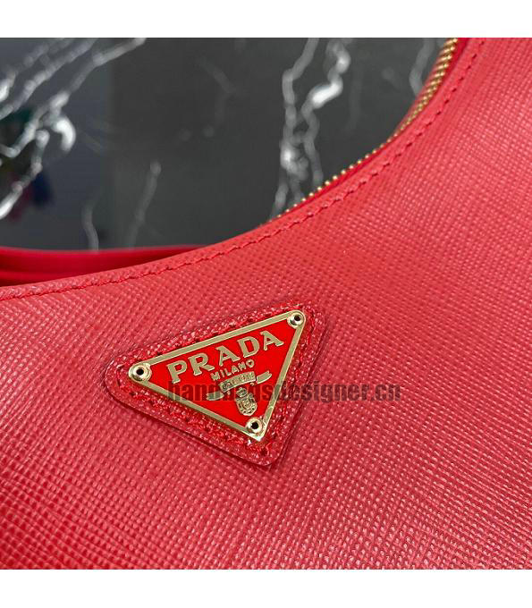 Prada Re-Edition 2005 Red Original Cross Veins Leather Mini Hobo Bag With Checking IC Chip-4