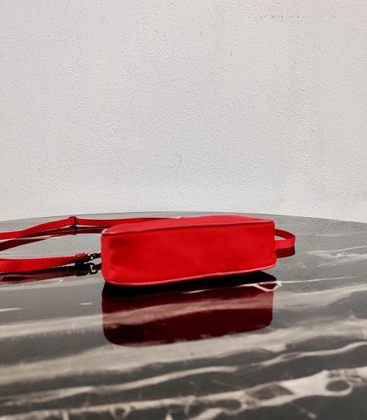 Prada Red Nylon With Original Leather Mini Hobo Bag-6