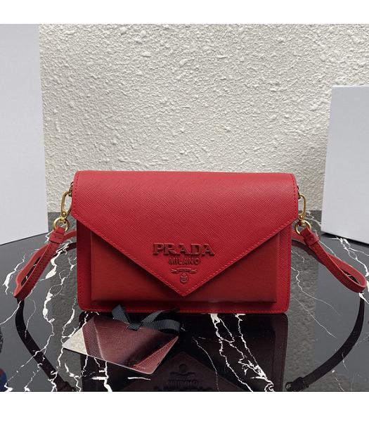 Prada Red Saffiano Cross Veins Leather Mini Shoulder Bag