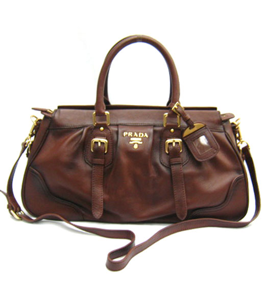 Prada Sacca Shoulder Bag in Coffee Leather_BN1228