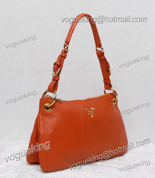 Prada Saccha Sottospalla Orange Leather Shoulder Bag-1