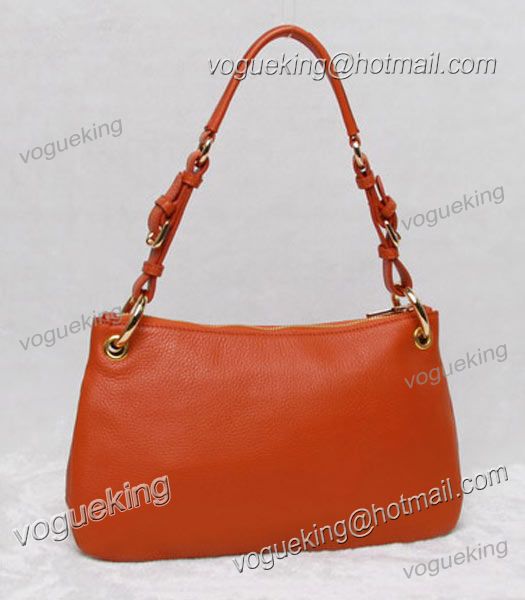 Prada Saccha Sottospalla Orange Leather Shoulder Bag-2