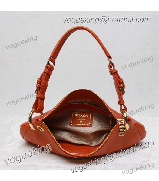 Prada Saccha Sottospalla Orange Leather Shoulder Bag-4