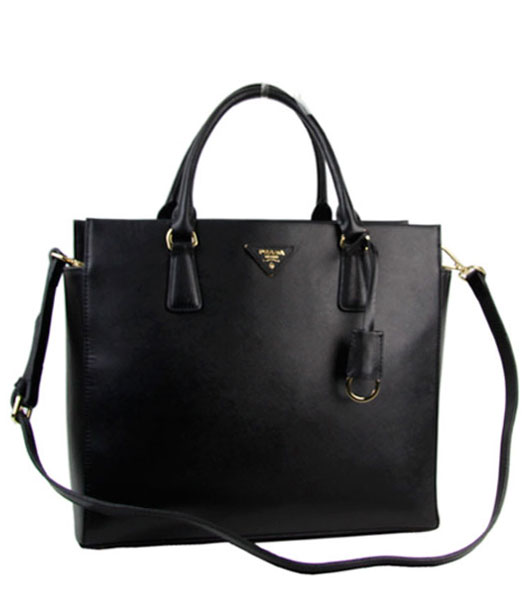 Prada Saffiano Black Calfskin Leather Tote Bag