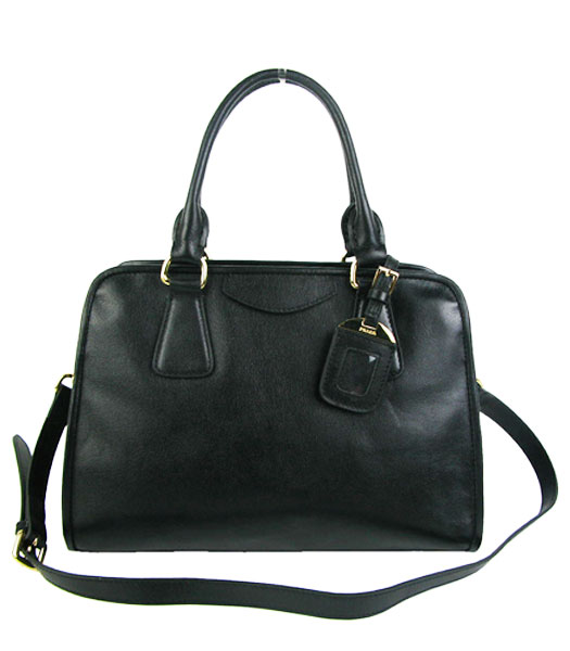 Prada Saffiano Black Oil Leather Tote Bag