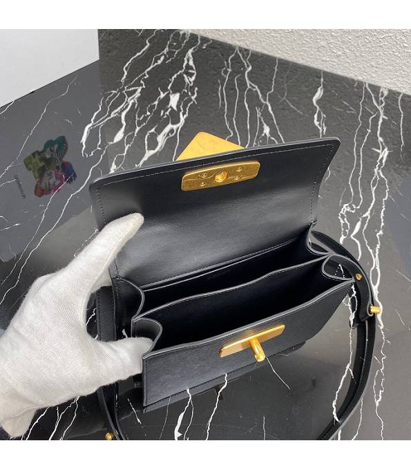 Prada Saffiano Black Original Cross Veins Leather Golden Metal Symbole Shoulder Bag-7