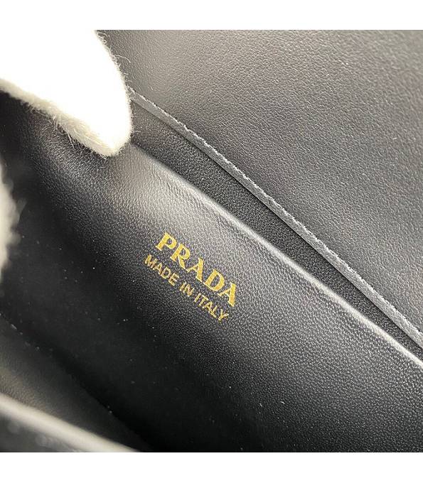 Prada Saffiano Black Original Cross Veins Leather Golden Metal Symbole Shoulder Bag-8