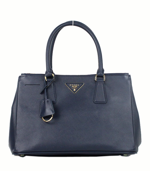 Prada Saffiano Blue Calfskin Business Tote Handbag