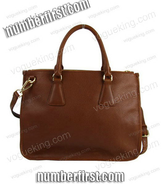 Prada Saffiano Coffee Imported Leather Tote Handbag-1