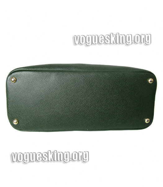 Prada Saffiano Cross Veins Leather Top Handle Bag Dark Green-3