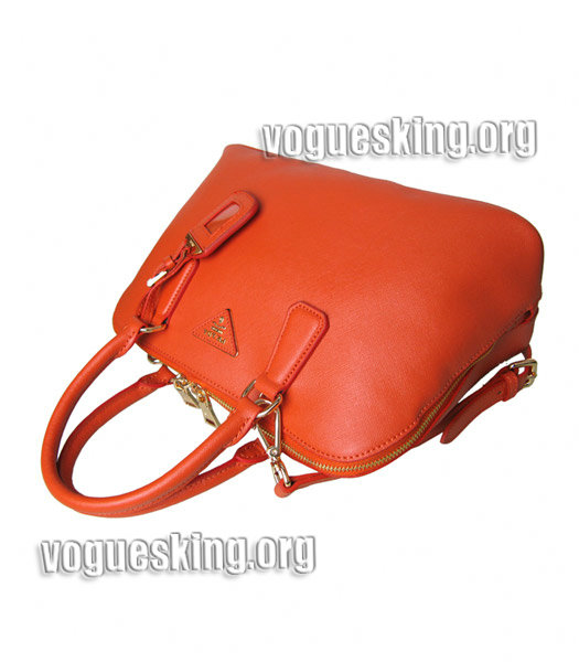 Prada Saffiano Cross Veins Leather Top Handle Bag Orange-2