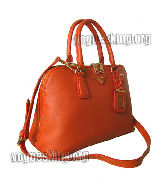 Prada Saffiano Cross Veins Leather Top Handle Bag Orange-3