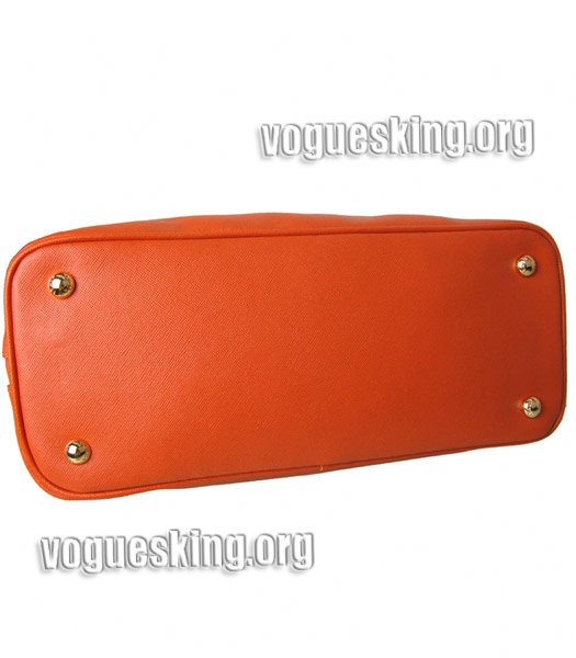 Prada Saffiano Cross Veins Leather Top Handle Bag Orange-4