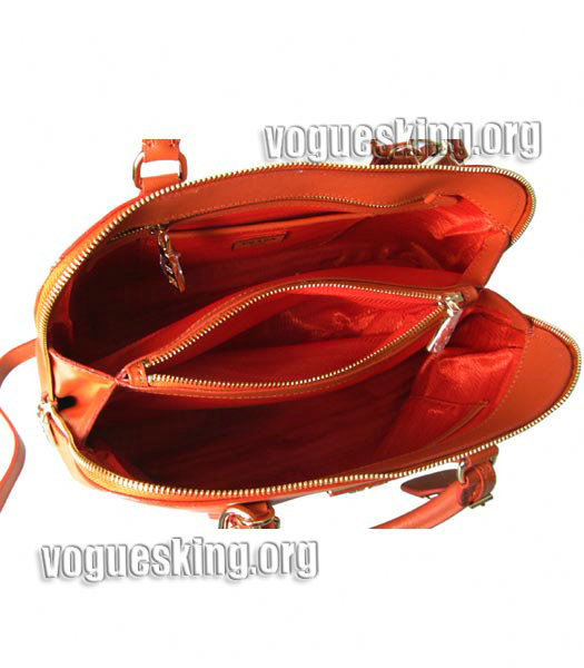 Prada Saffiano Cross Veins Leather Top Handle Bag Orange-5