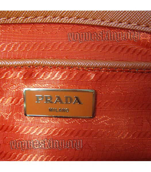 Prada Saffiano Cross Veins Leather Top Handle Bag Orange-6